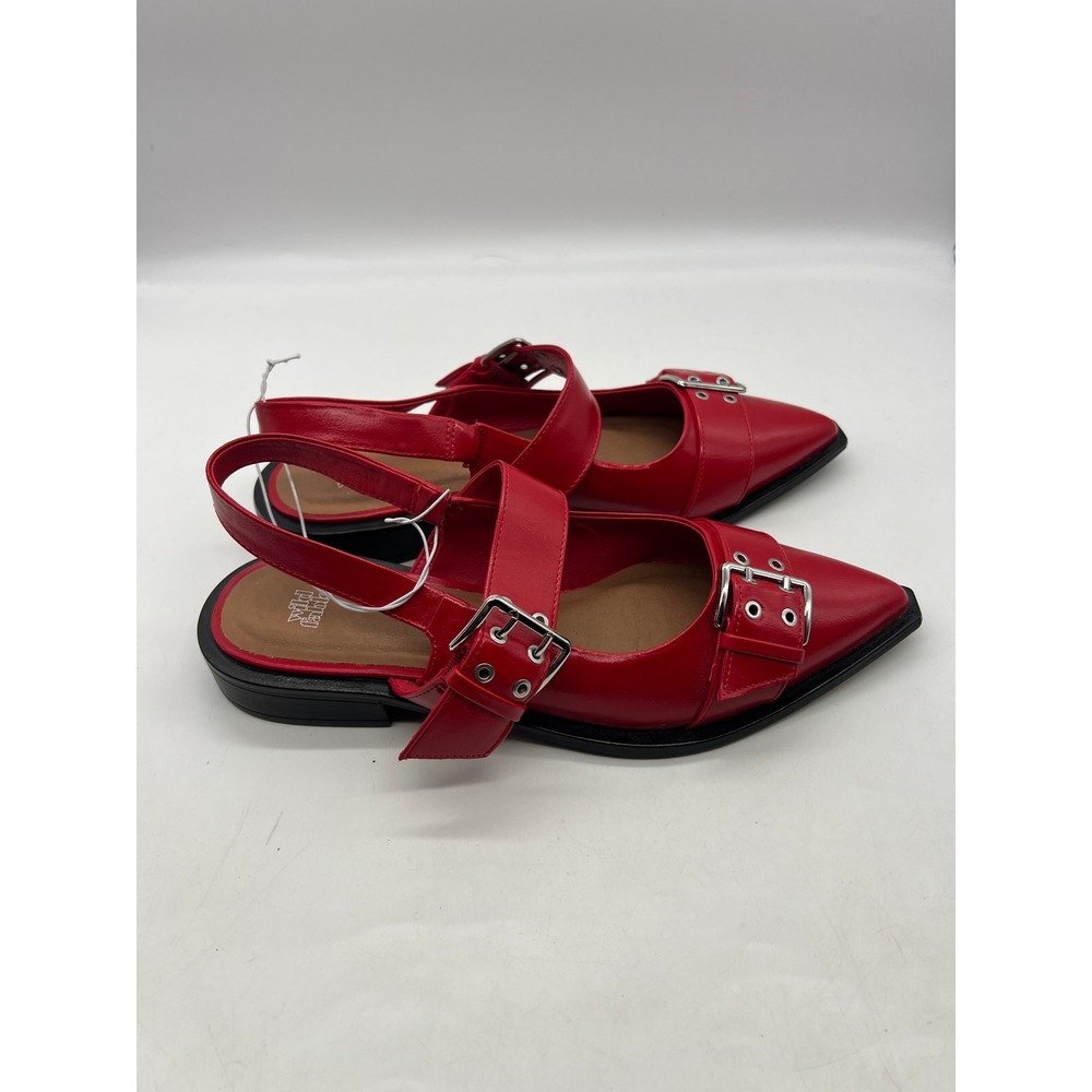 Punk Indie Edgy Wild Fable Red Buckle Slingback Pointed Toe Flats 9.5 Red - Picture 8 of 9